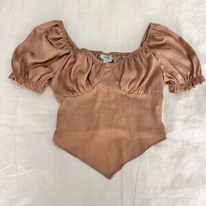 Gold satin crop top